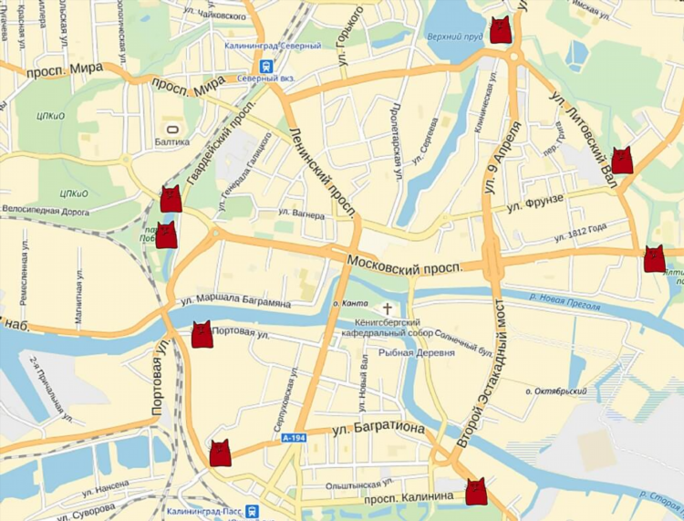 Калининград старый город на карте